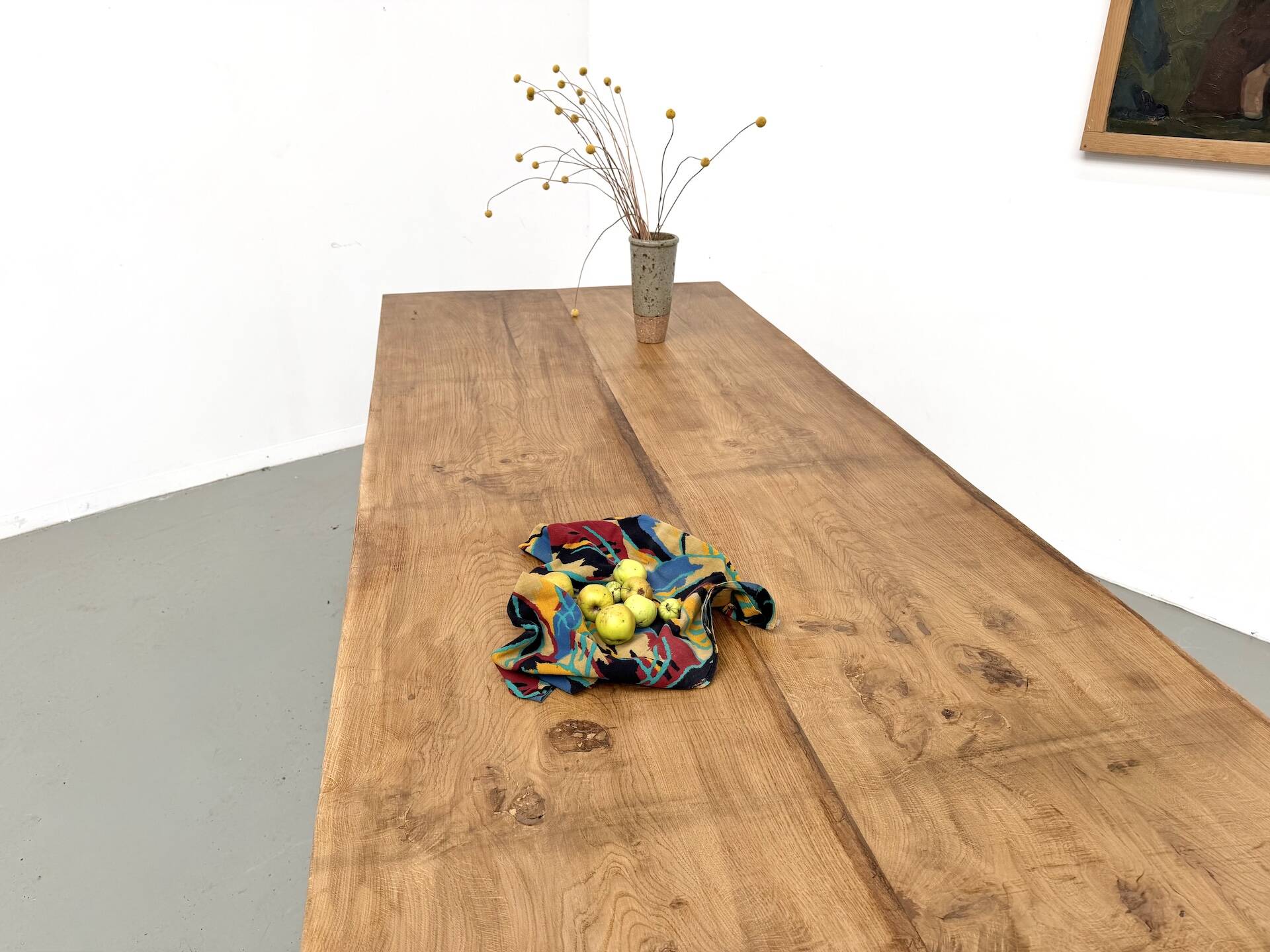 Very large farmhouse table in solid oak, 1950s – L300 cm