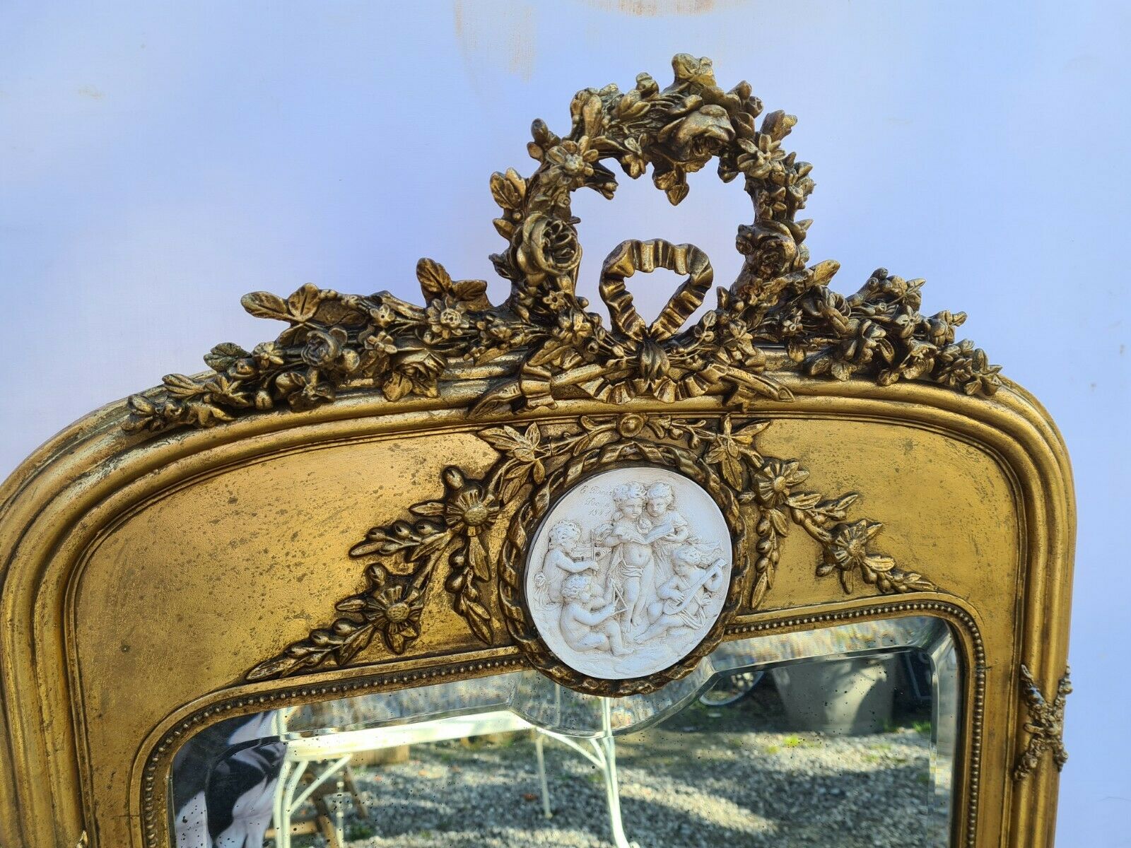 Miroir doré style Louis XVI 74x128cm