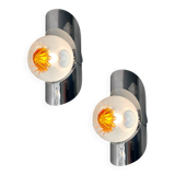 Chrome Murano Glass Sconces Set of 2 by Mazzega 1970’s