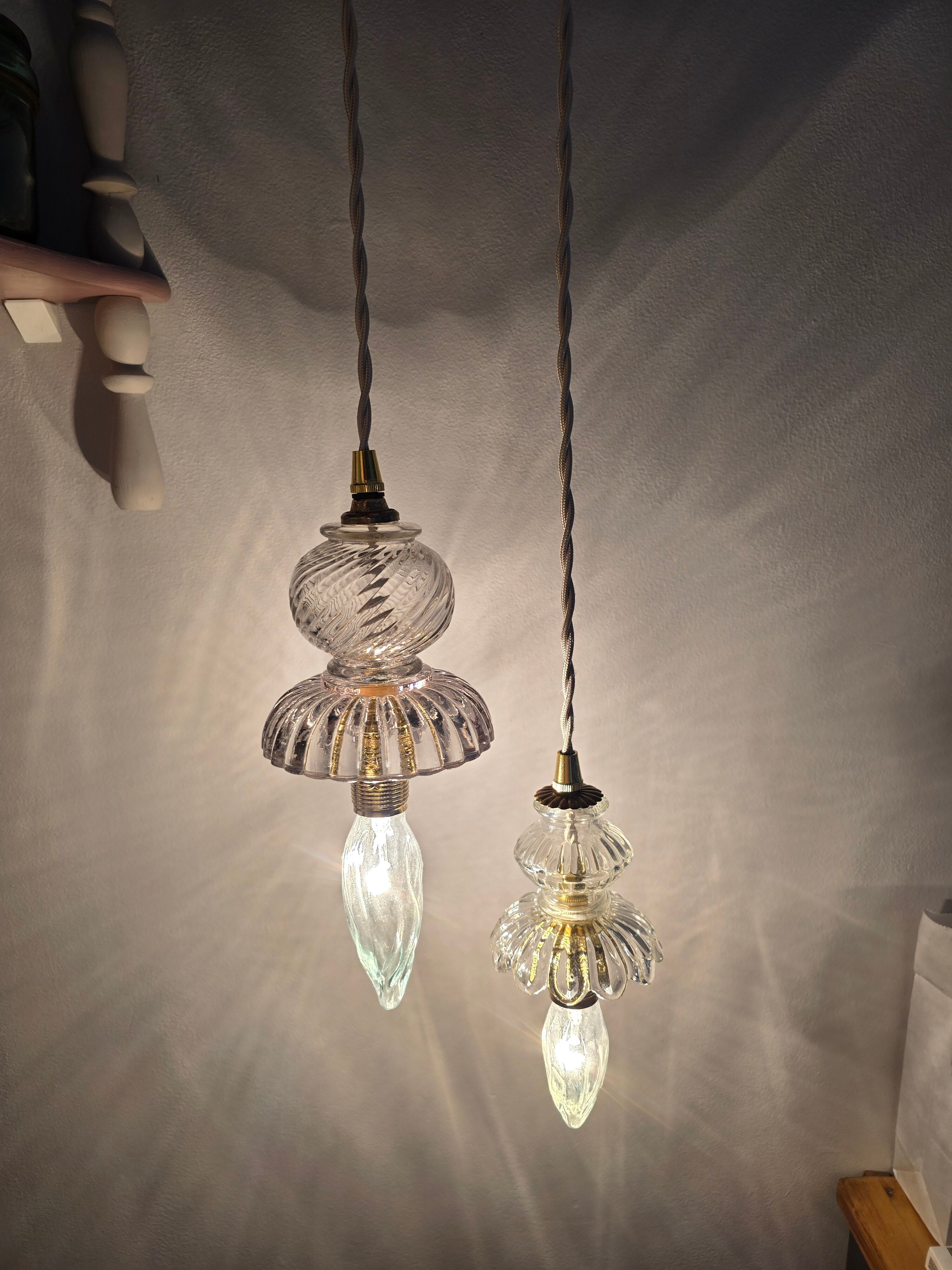 Suspension double en verre inspiration Murano