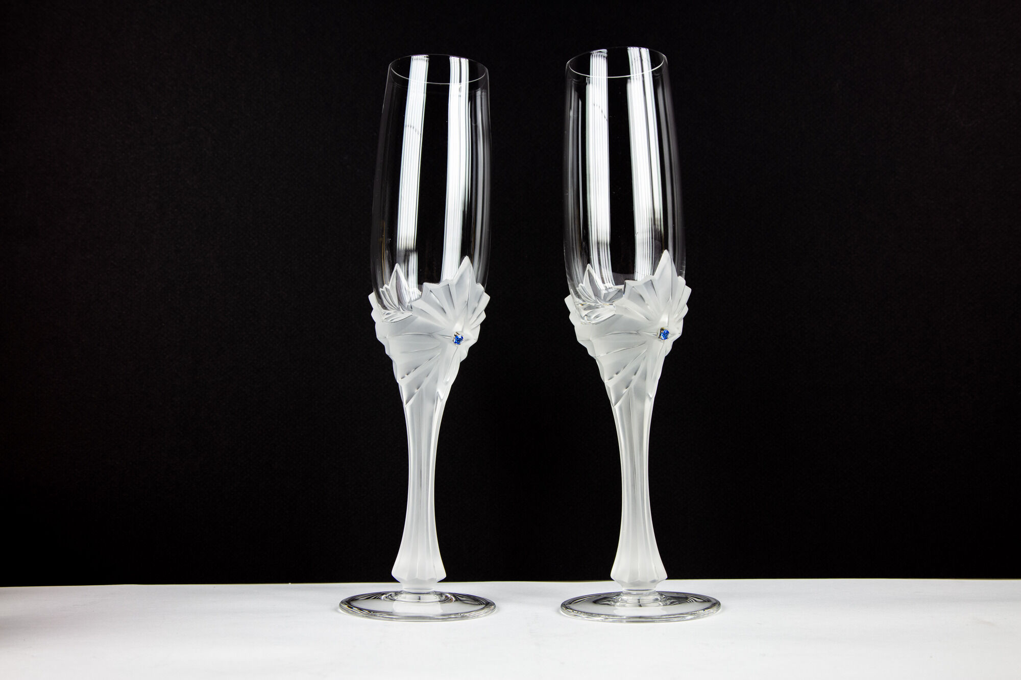 2 crystal champagne flute signed Faberge model "the north star"