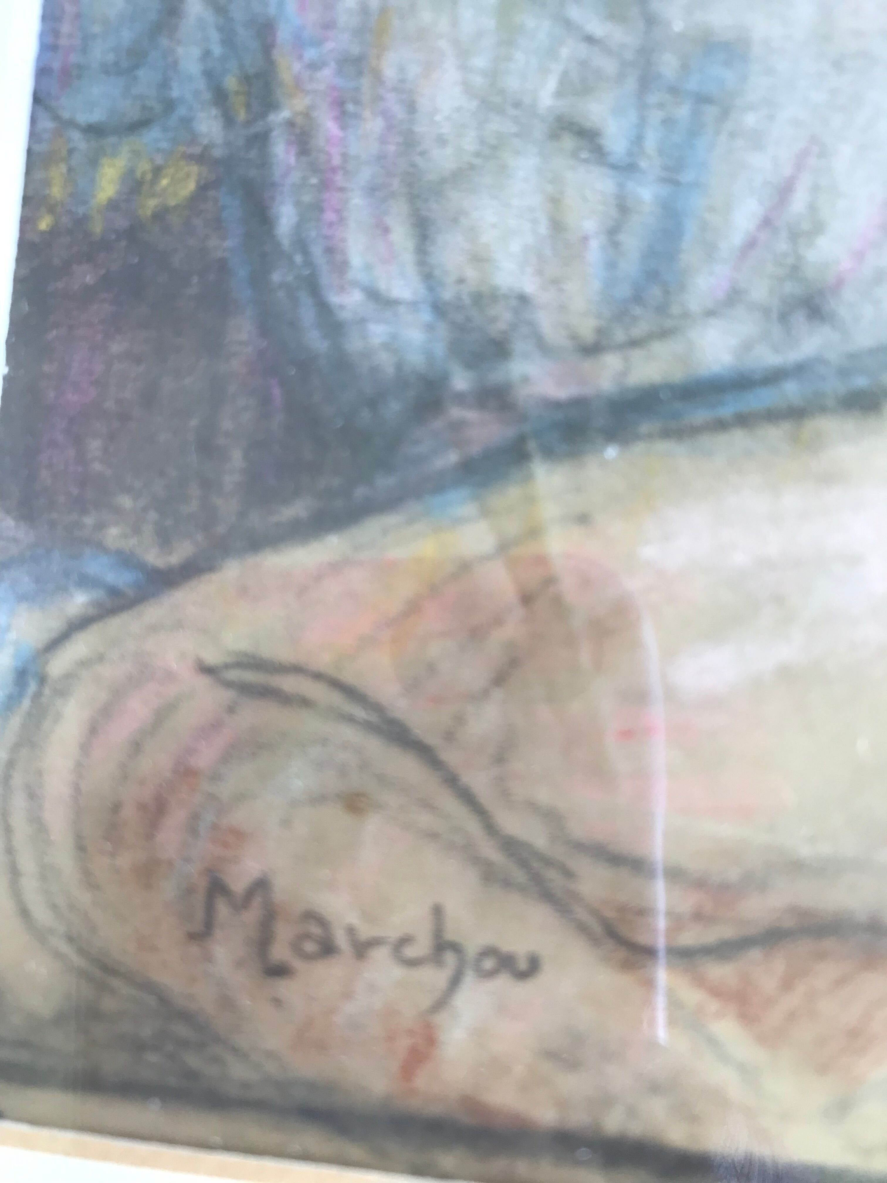 Young blonde girl, pastel on paper by Georges Marchou.