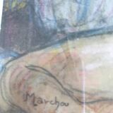 Young blonde girl, pastel on paper by Georges Marchou.