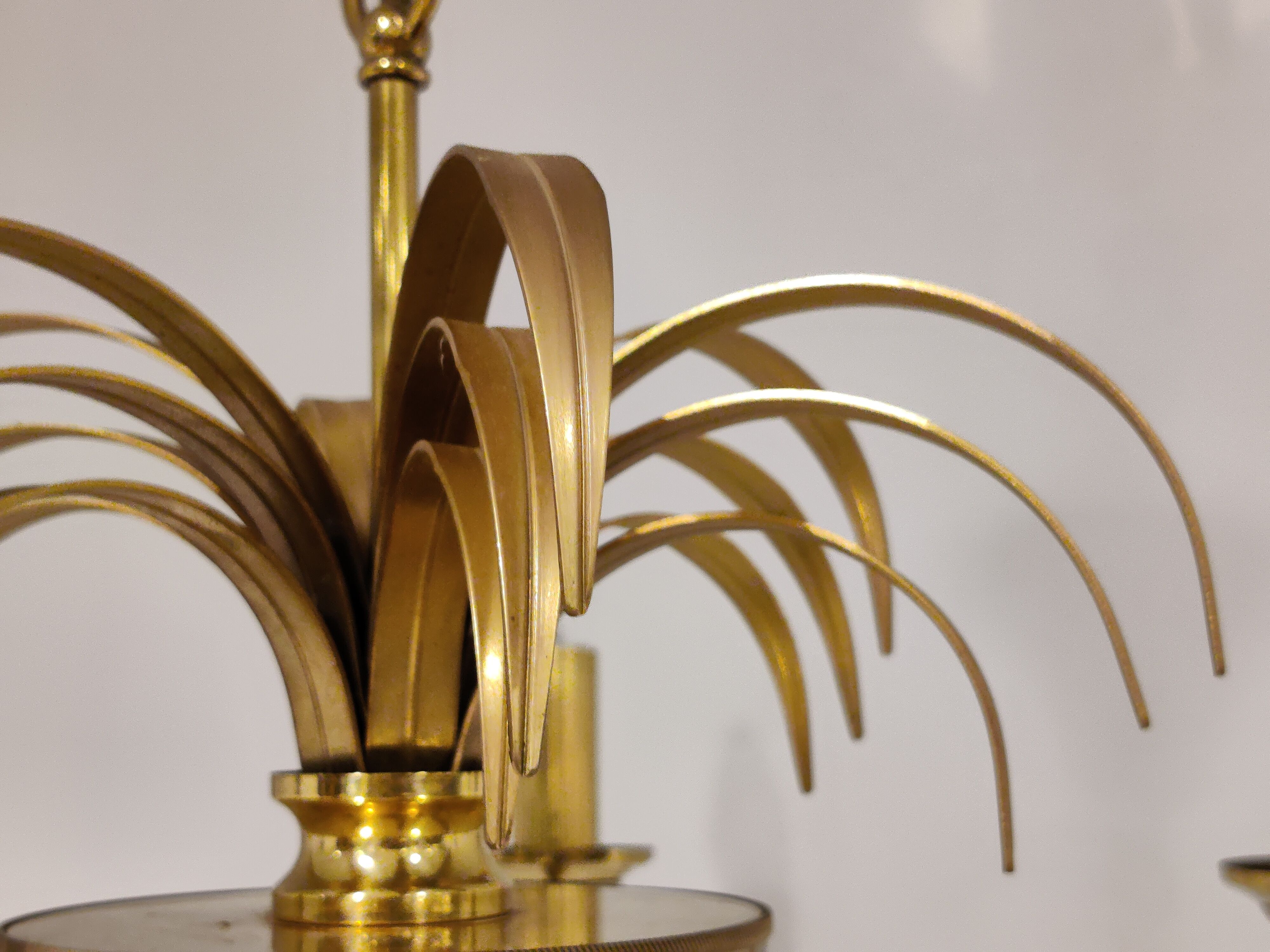 Brass and chrome pineapple chandelier, 1970s