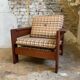 Fauteuil Brutaliste en pin des années 1960