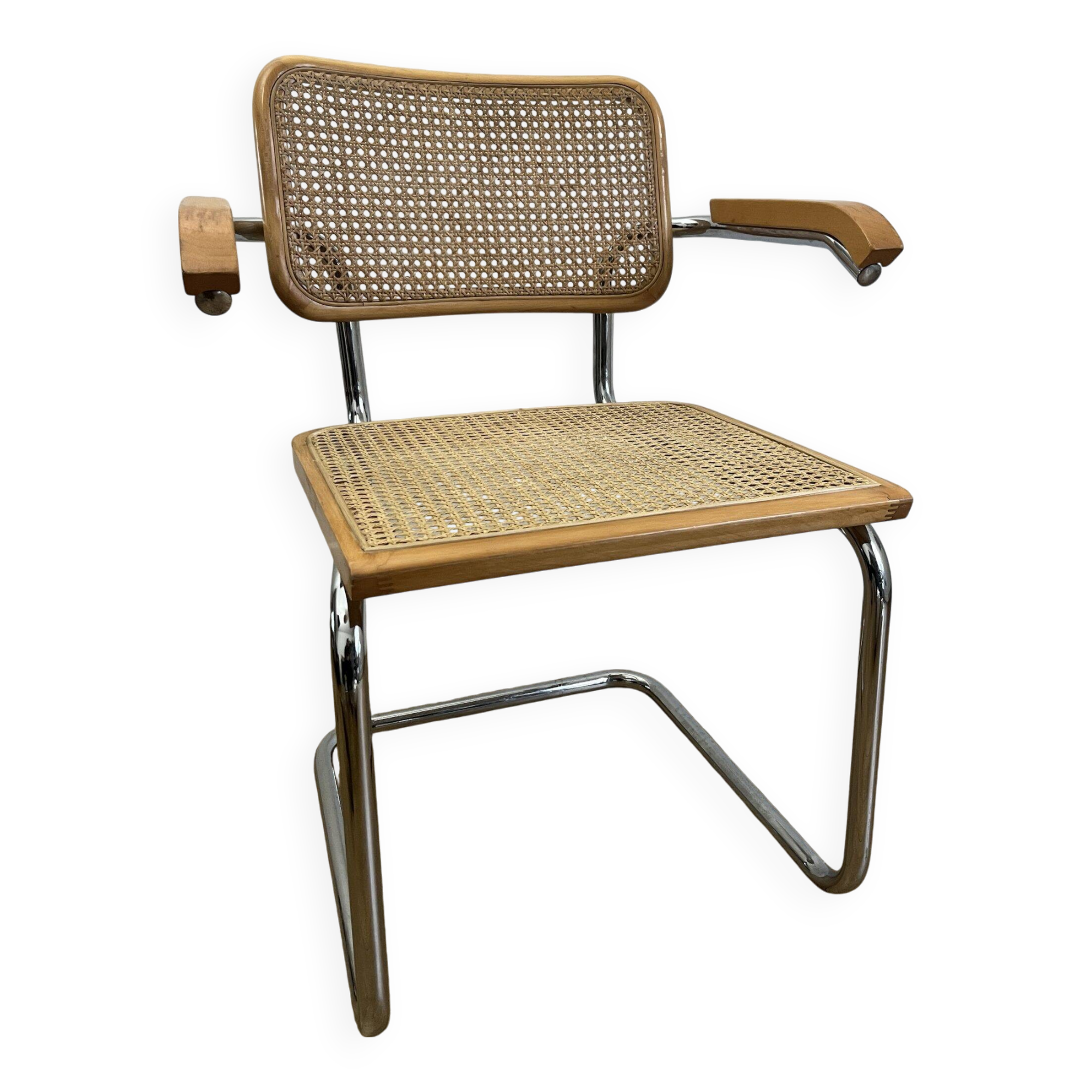 CESCA B64 armchair in canework after Marcel Breuer