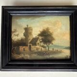 Small painting: oil on panel - lively landscape