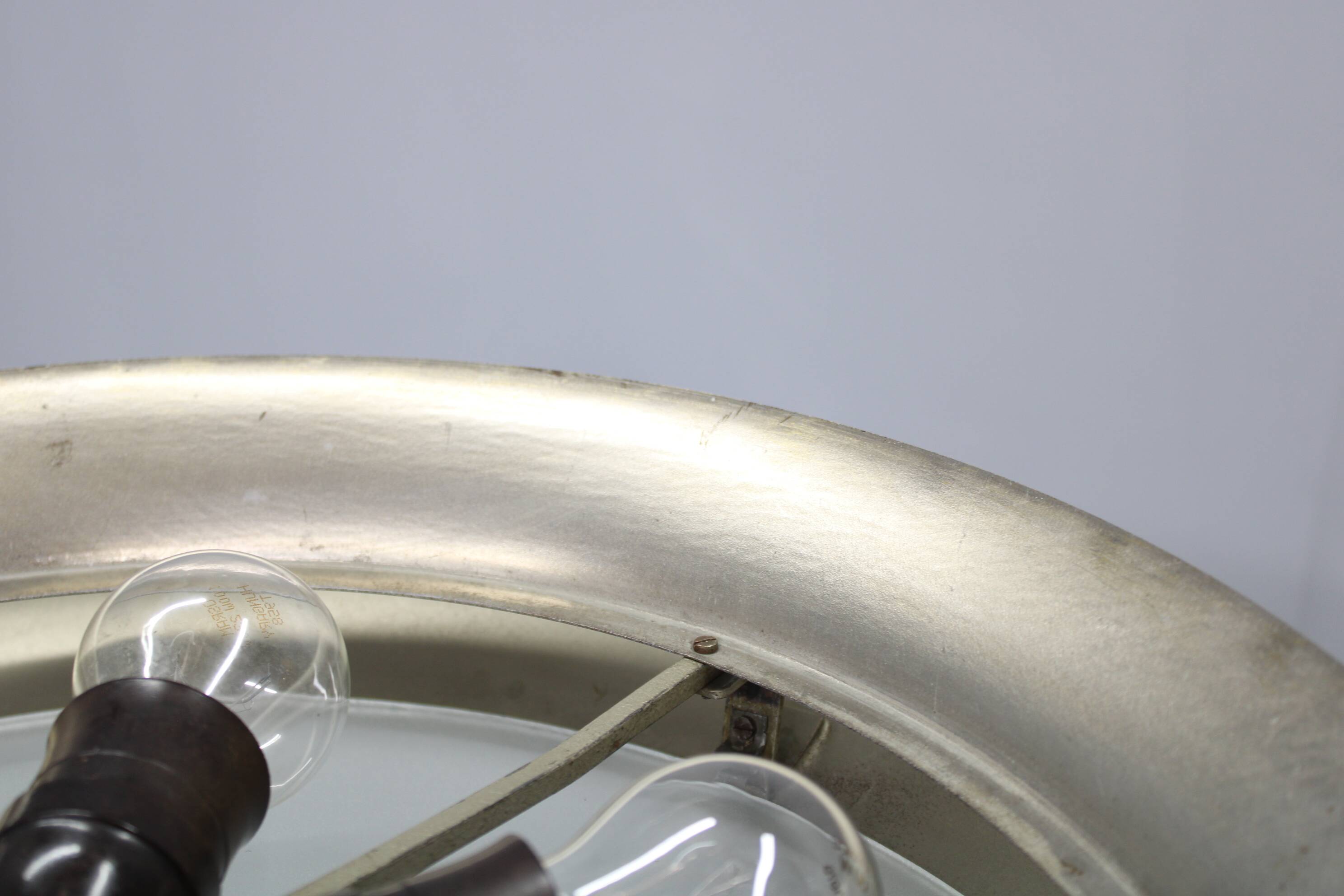 1930s "ufo" chandelier in copper finish by josef hurka, czechoslova