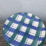 10 blue and green checked ceramic plates
