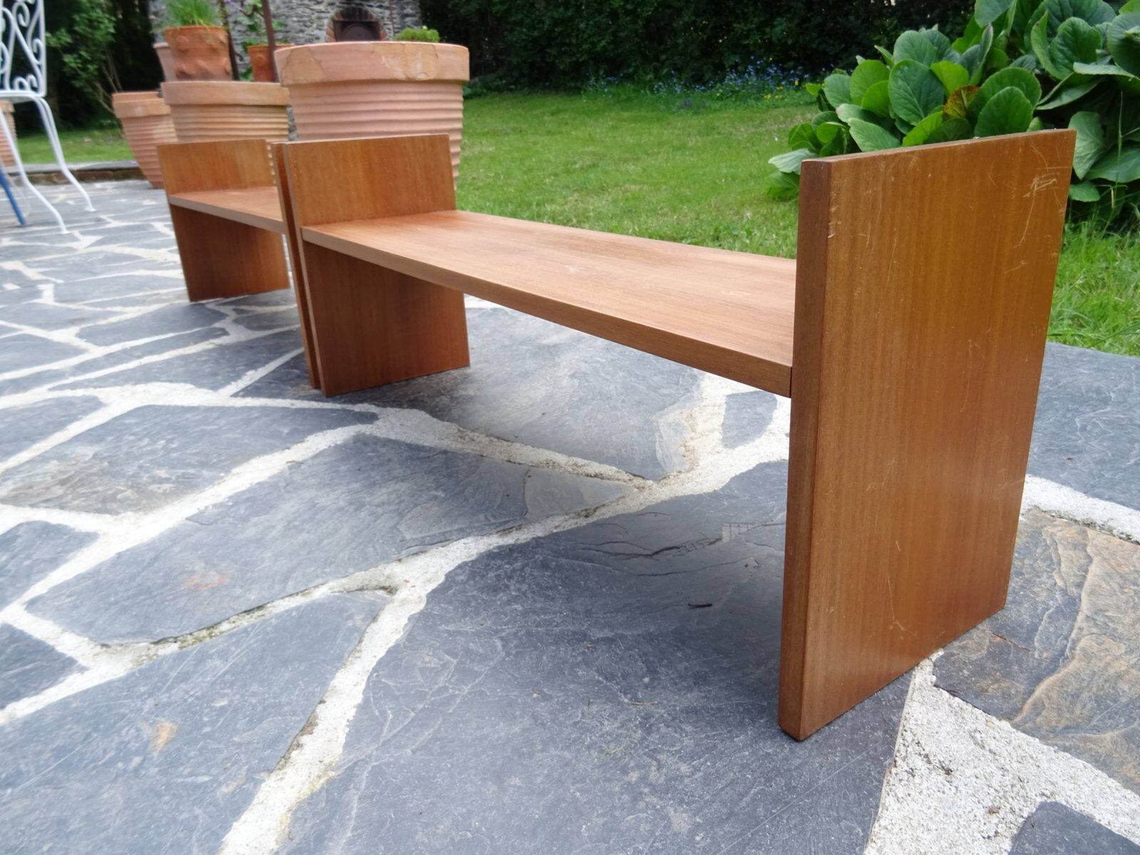 Pair of teak wall shelves