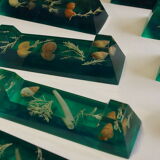 Knife holder in resin and inclusion of shells