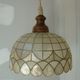 Ceiling light suspension in mother-of-pearl and wood Ø 40 cm