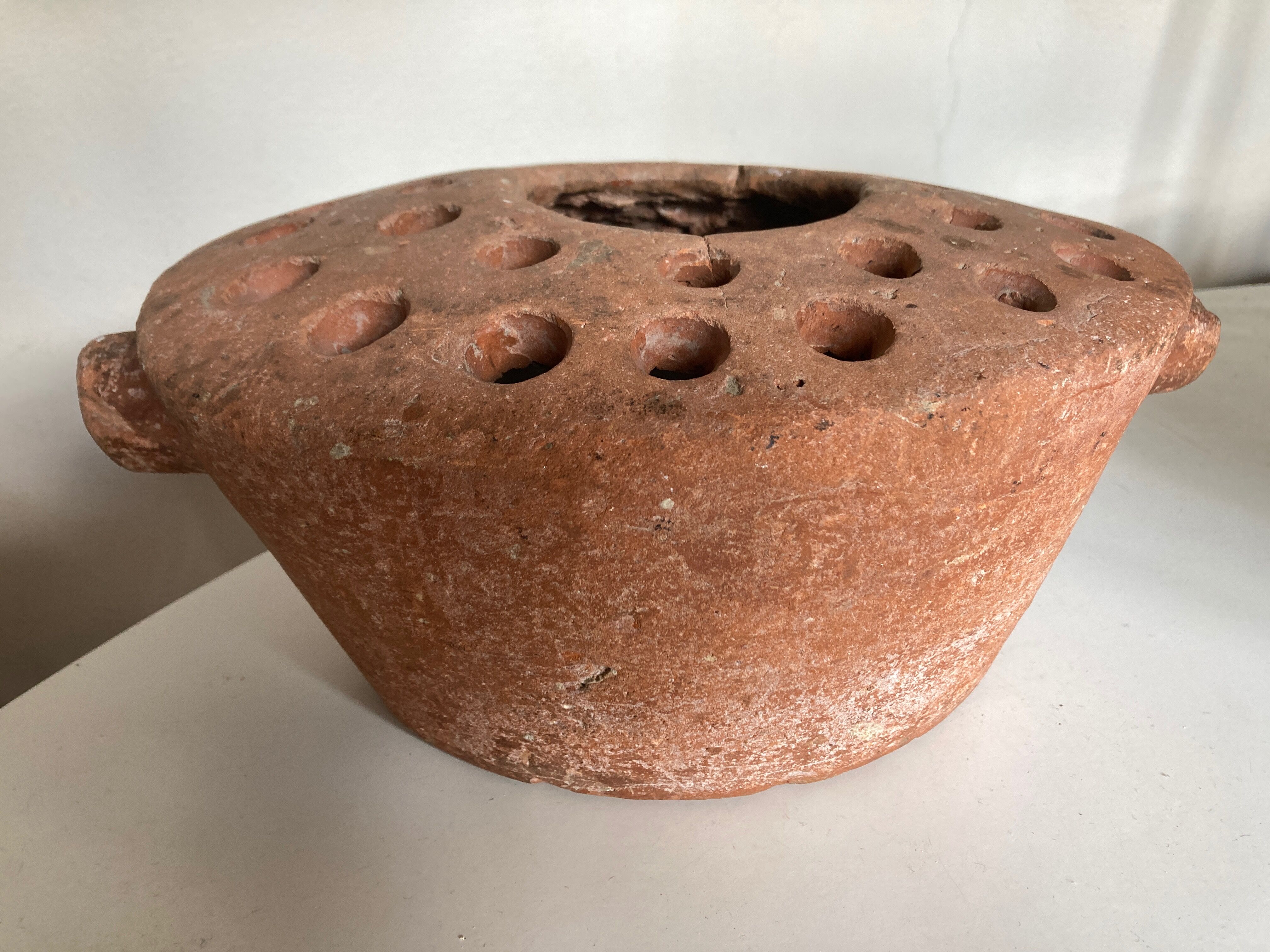 Terracotta farm vase pique flower XXL Folk Art 19th