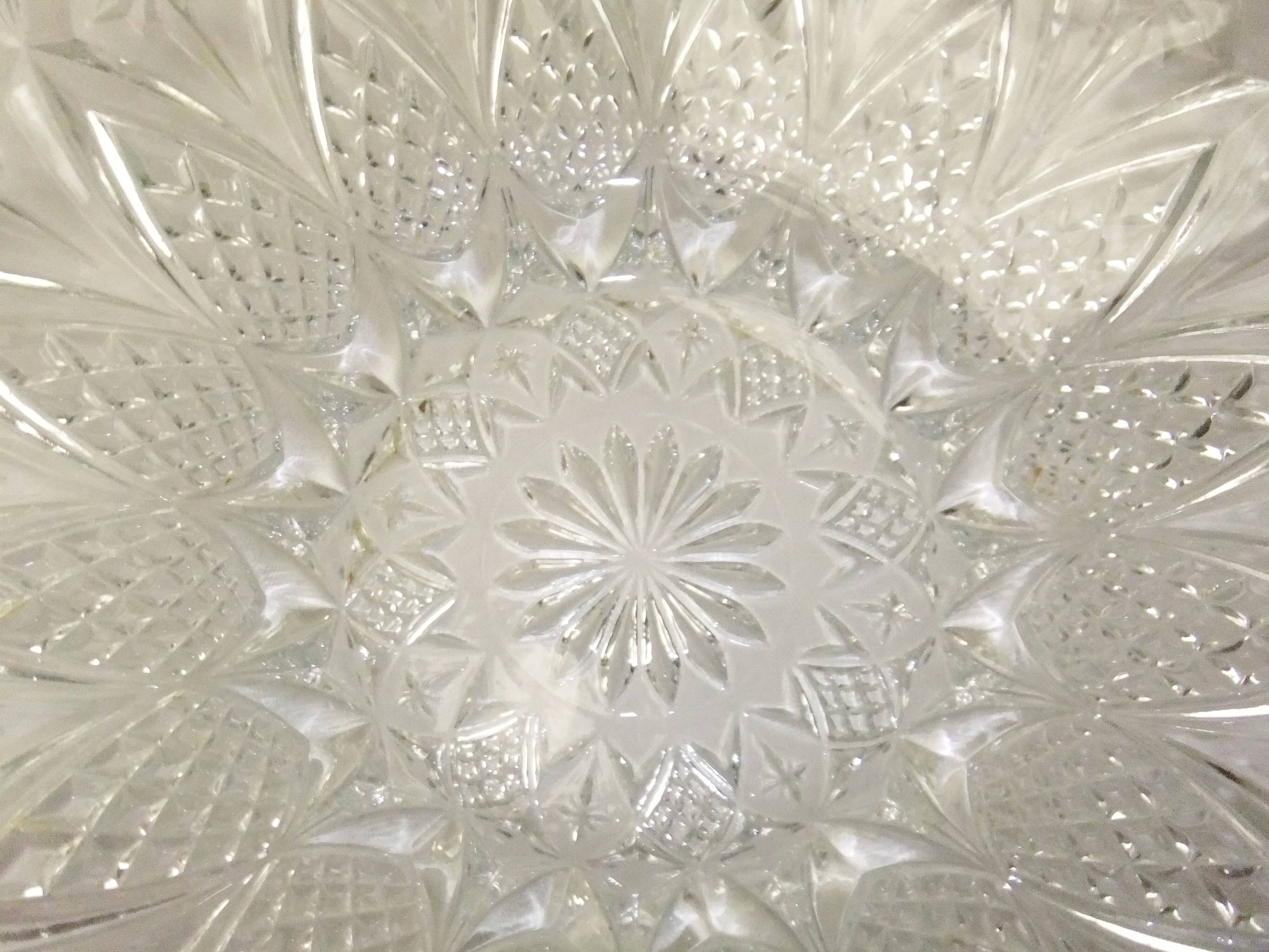 Cut crystal fruit bowl basket centerpiece vintage dish 33cm