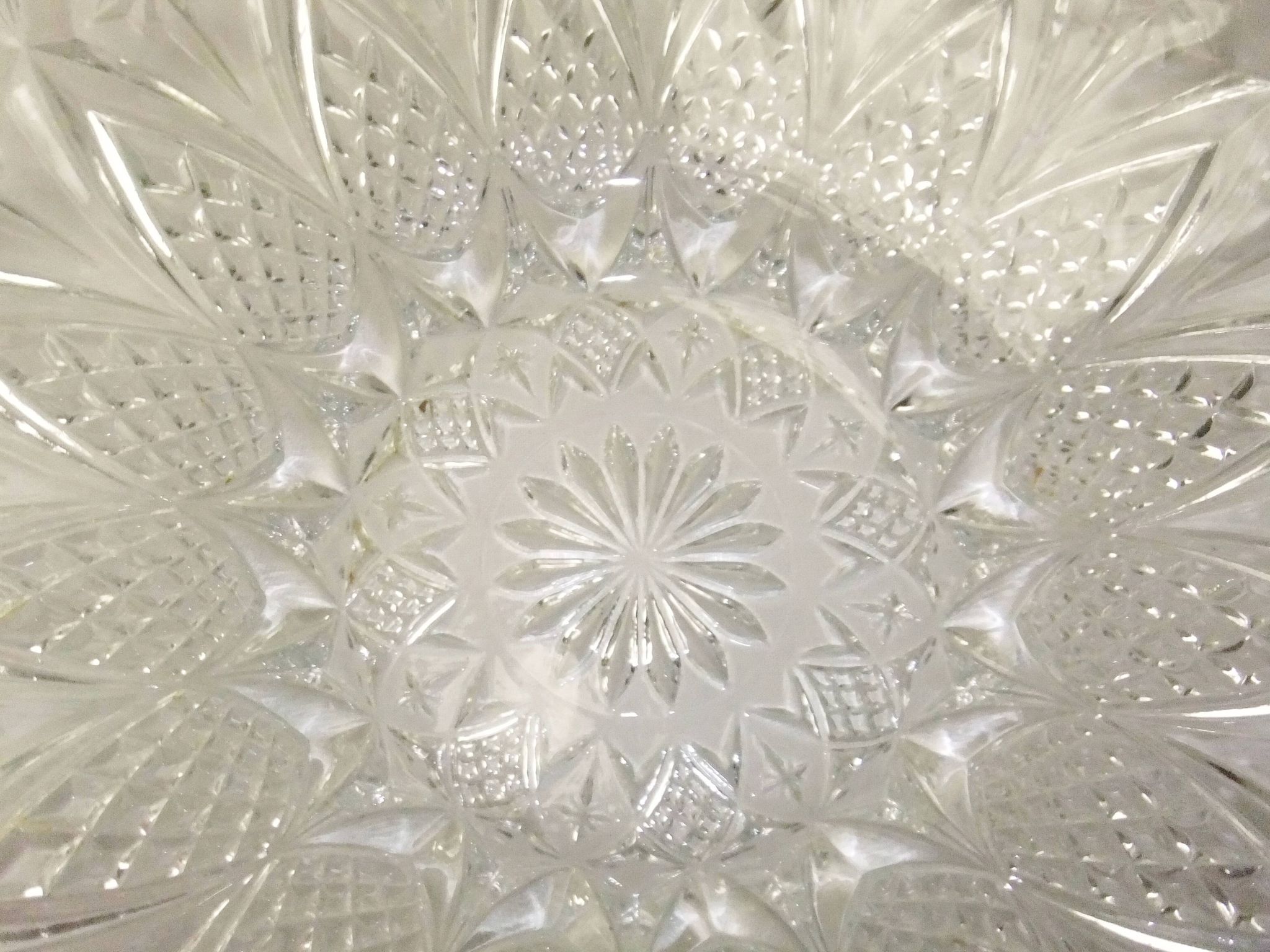 Coupe à fruits cristal taillé corbeille centre de table plat vintage 33cm