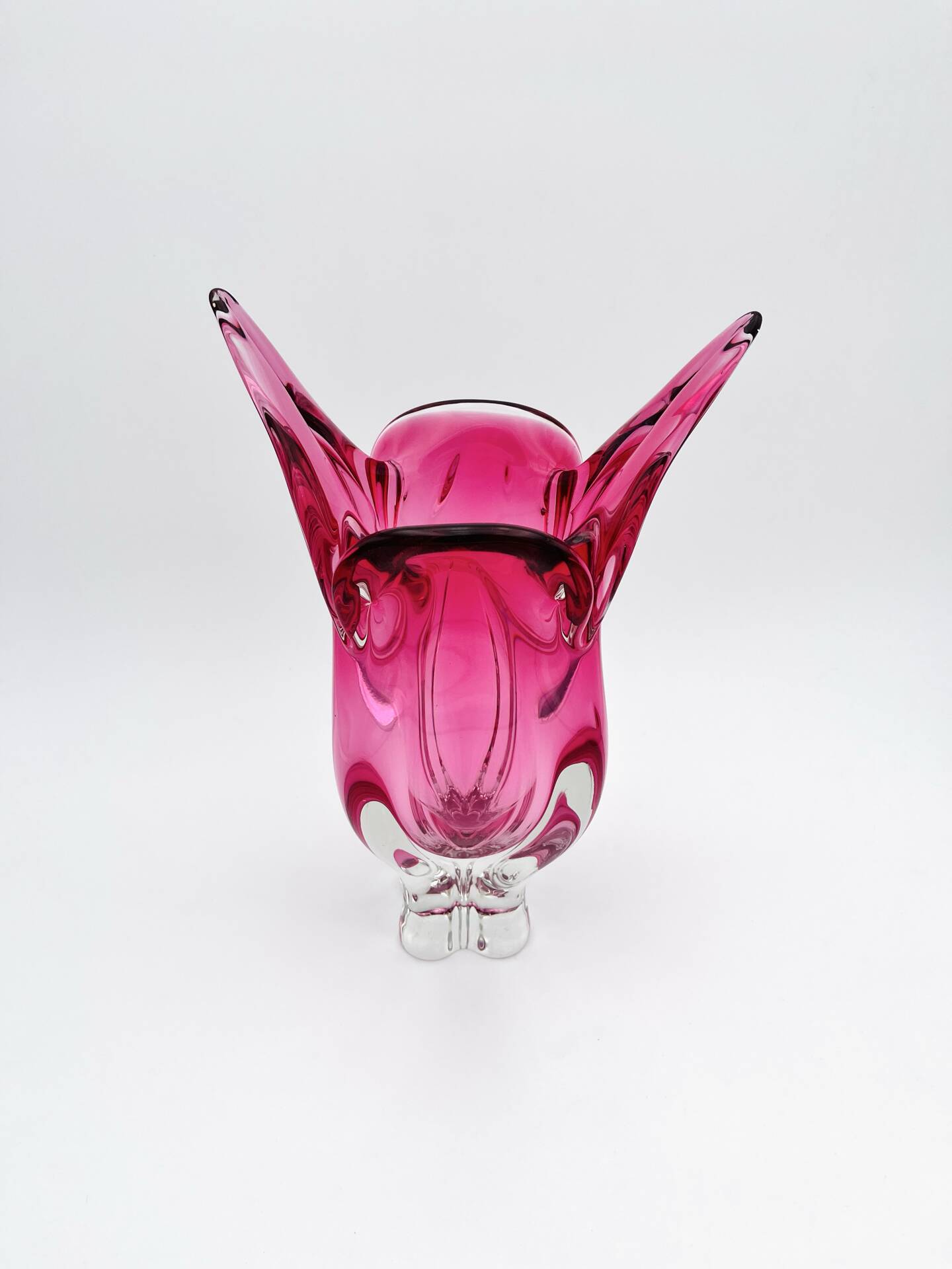 XXL Vase Josef Hospodka Chřibská Bohemian Crystal Rose 60s