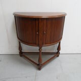 Table demi-lune en chêne vintage avec volet roulant