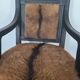 Fauteuil de caractère en bois noir et peau de bête #CHMR