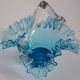 Vintage blue glass decorative basket with frills, Drost, Europe, 1960s