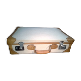 Leather and fabric suitcase
