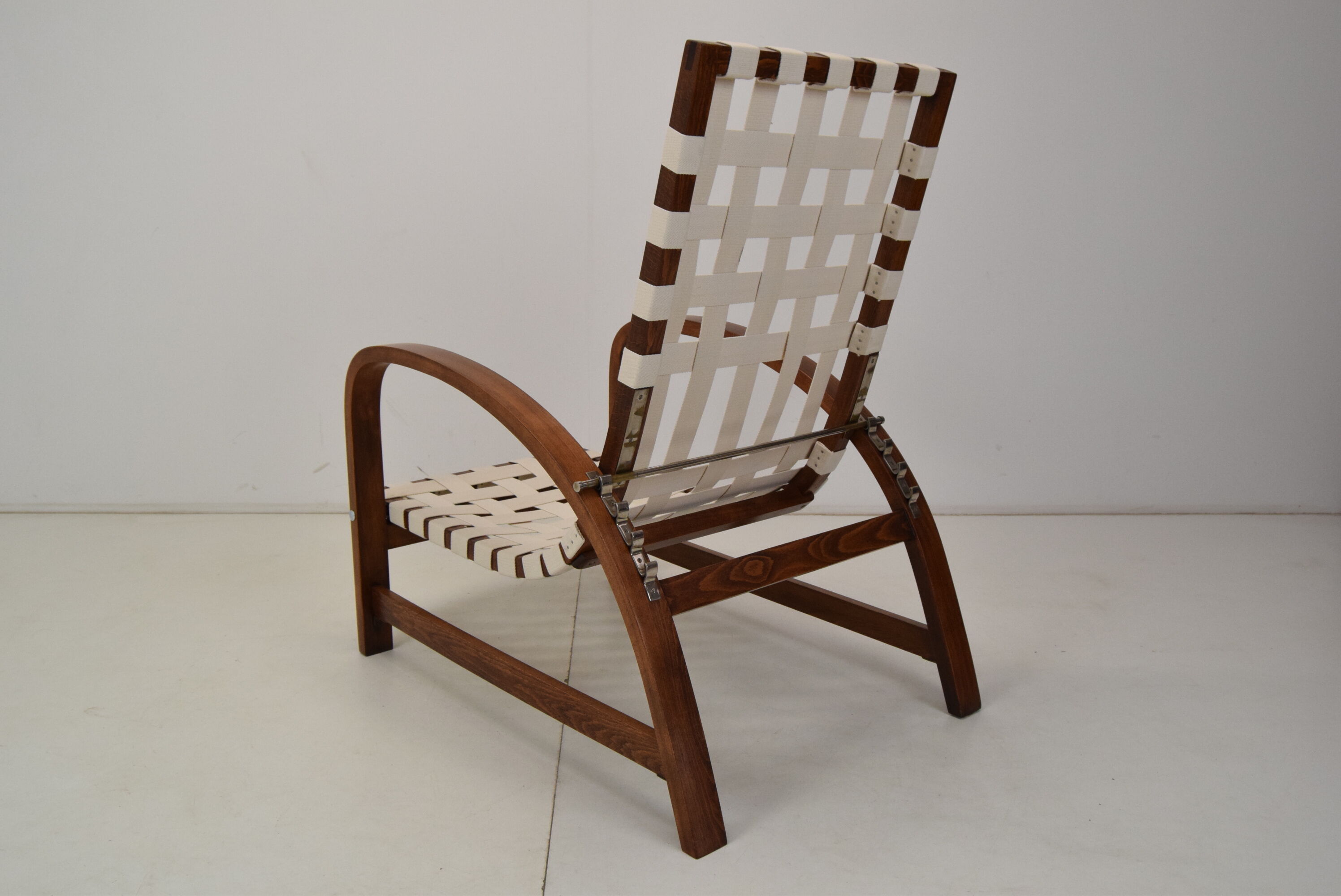 Art-deco adjustable armchair, designed by Jindrich Halabala,Restored,1930's