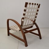 Art-deco adjustable armchair, designed by Jindrich Halabala,Restored,1930's
