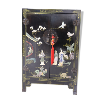 Black lay furniture 2 semi-precious stone doors - i or even carved An 1950