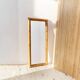Miroir mural en bois de bambou XL en teinte miel naturel, fabriqué en Italie, vintage des années 1940, style mid-century.