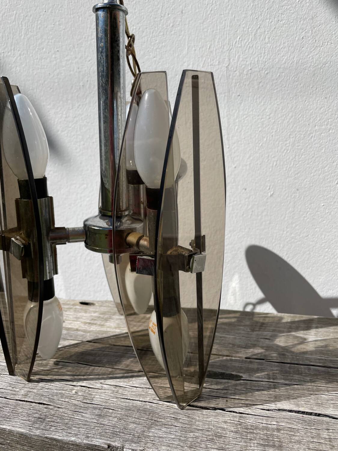 Italian smoked glass chandelier 1970 Veca