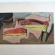 Lithograph by louis marcoussis, still life with fish, 1955