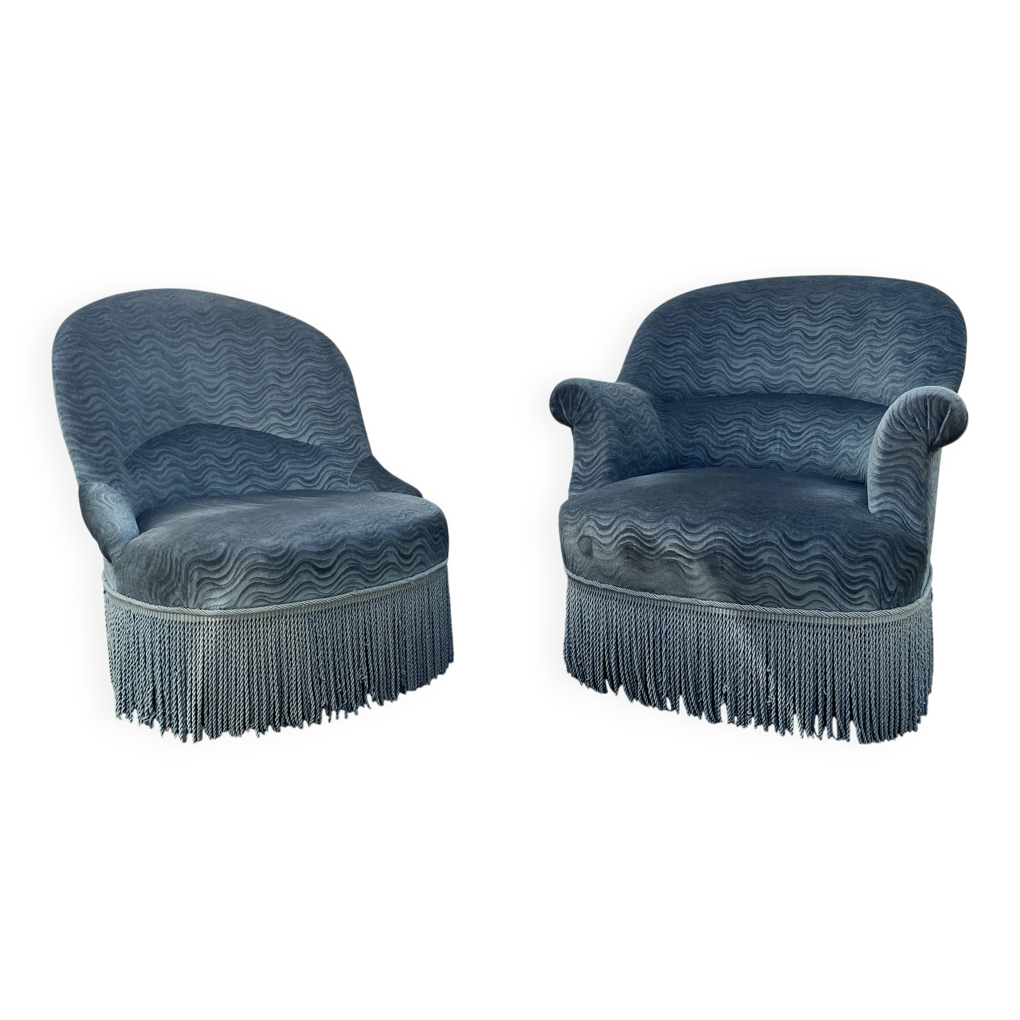 Two crapaud armchairs