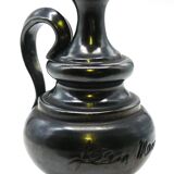 Vase pitcher, glazed ceramic in metallic black signed Jean Marais Vallauris.