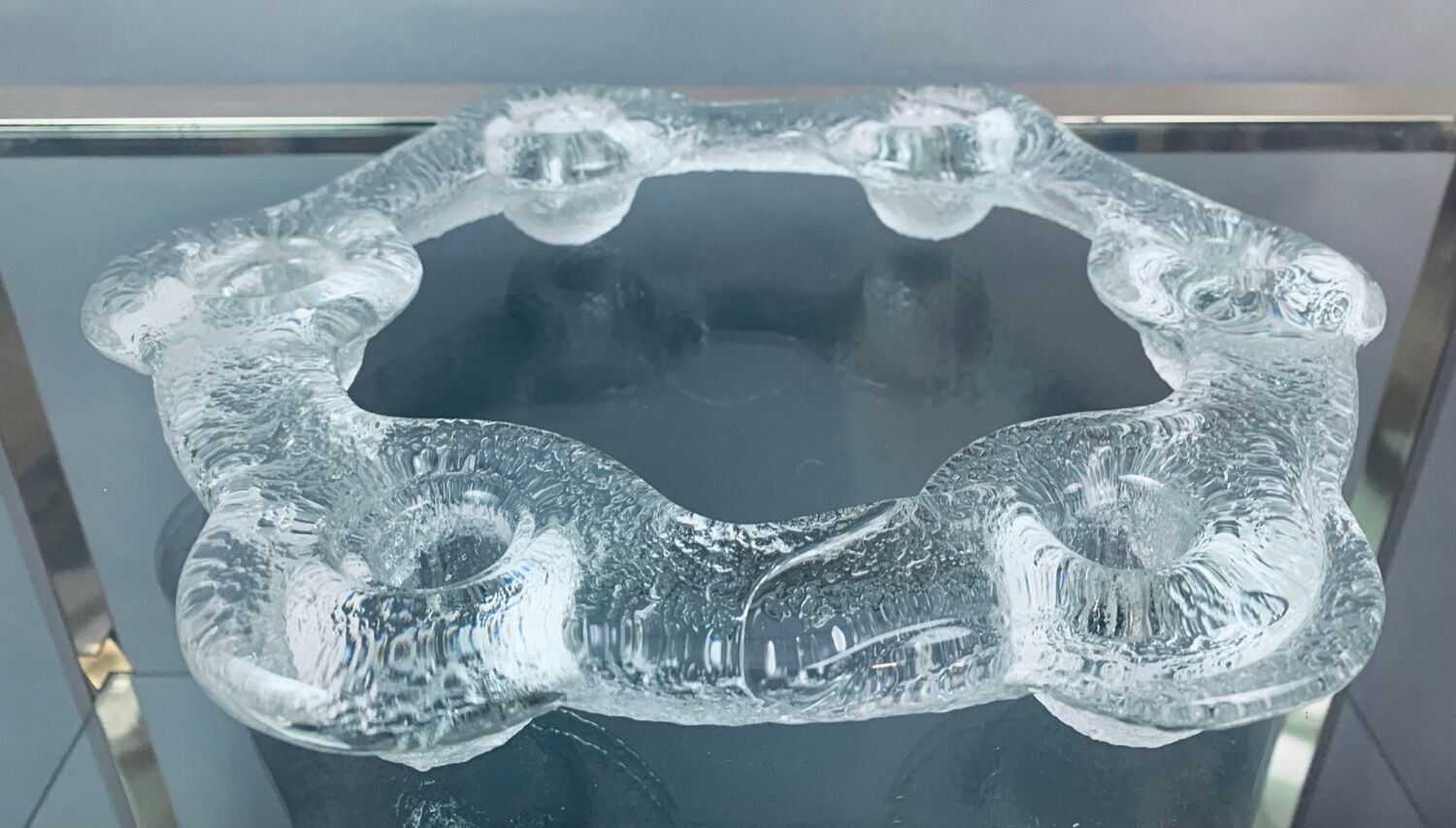 1970s Swedish Pukeberg Glass Candle Holder