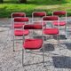 Set of 6 folding chairs from the 70s tweed and chrome metal