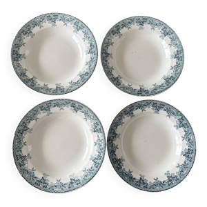 Lot de 4 assiettes creuses - moulin loups