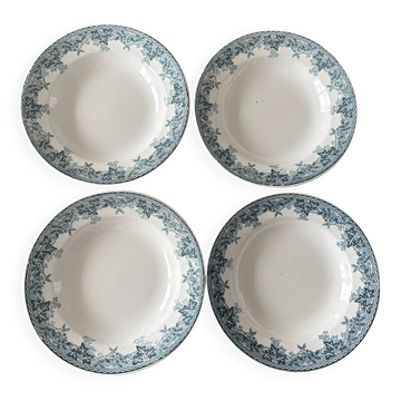 Lot de 4 assiettes creuses Terre de Fer bleu Moulin des Loups estival