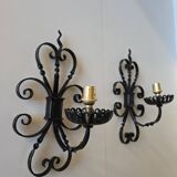 Pair of wrought iron wall sconces