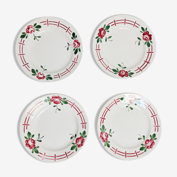 Lot de 4 assiettes plates Digoin Castille