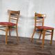 Pair of chairs in light wood and vintage red fabric 1960