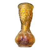 Vase "art deco" molded glass tinted gold