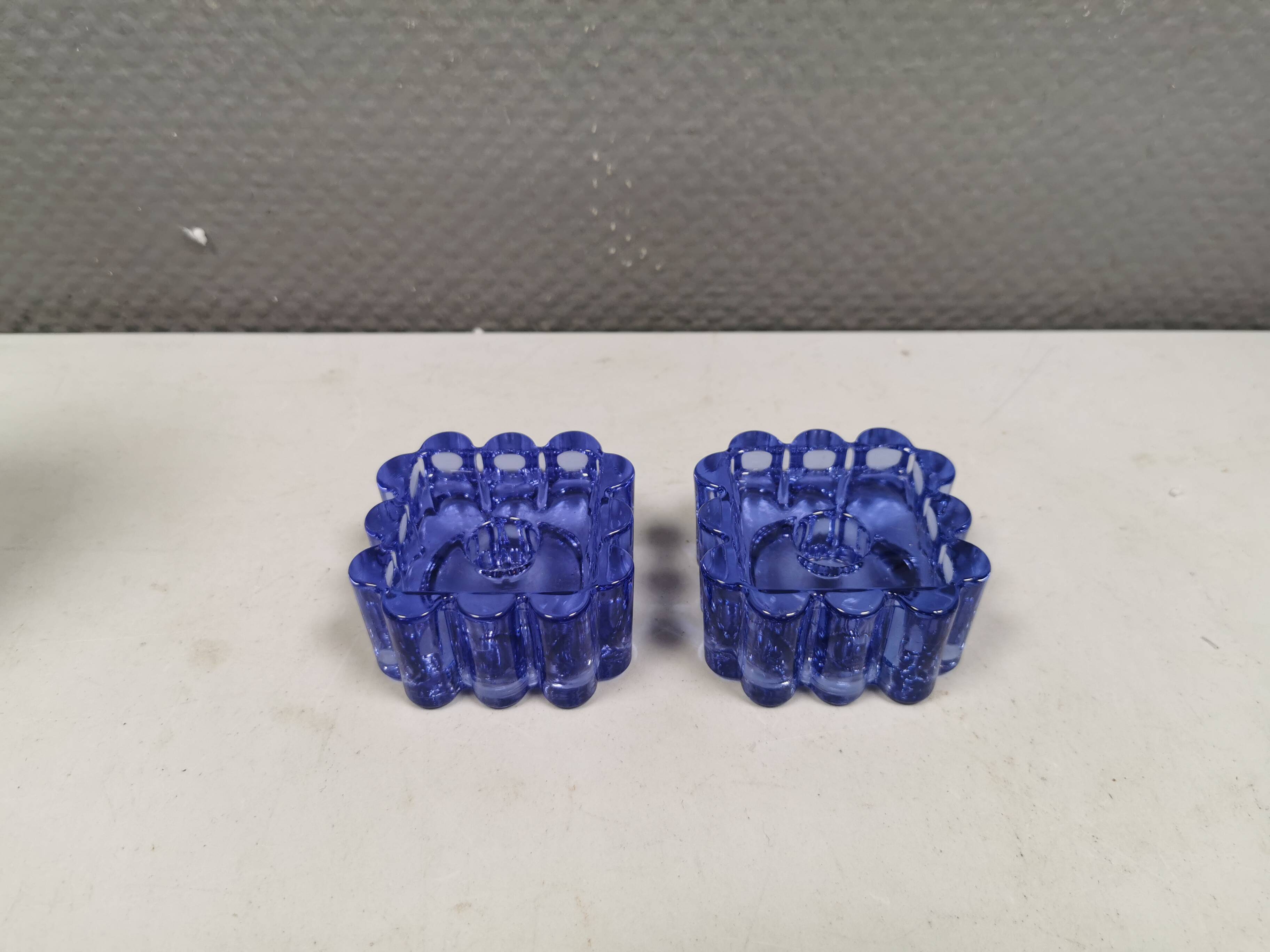 Two candle holders from Danish Holmegaard glassworks, 1968s