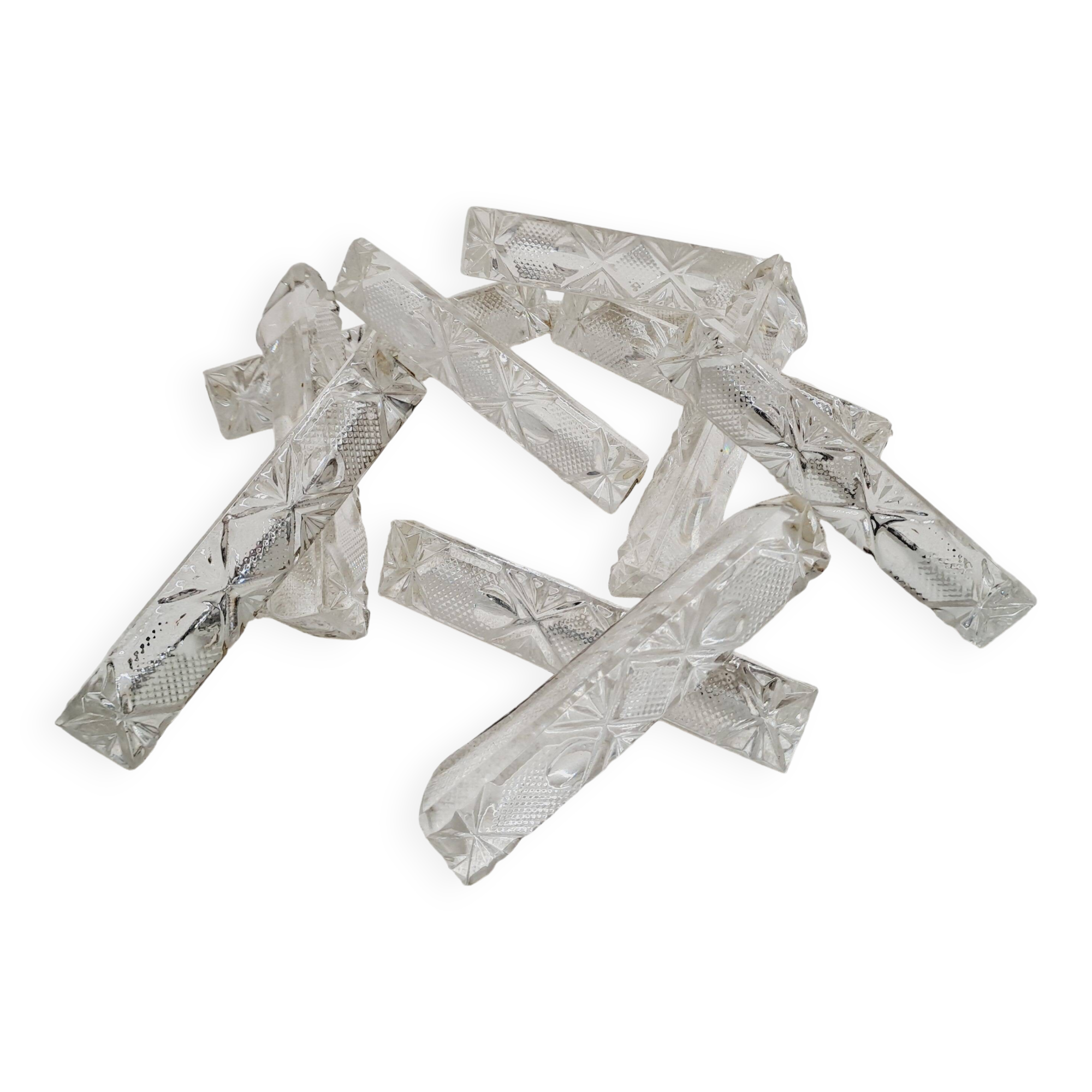 Lot of 10 chiseled crystal knife holders