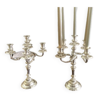 2 chandeliers en bronze argent anciens