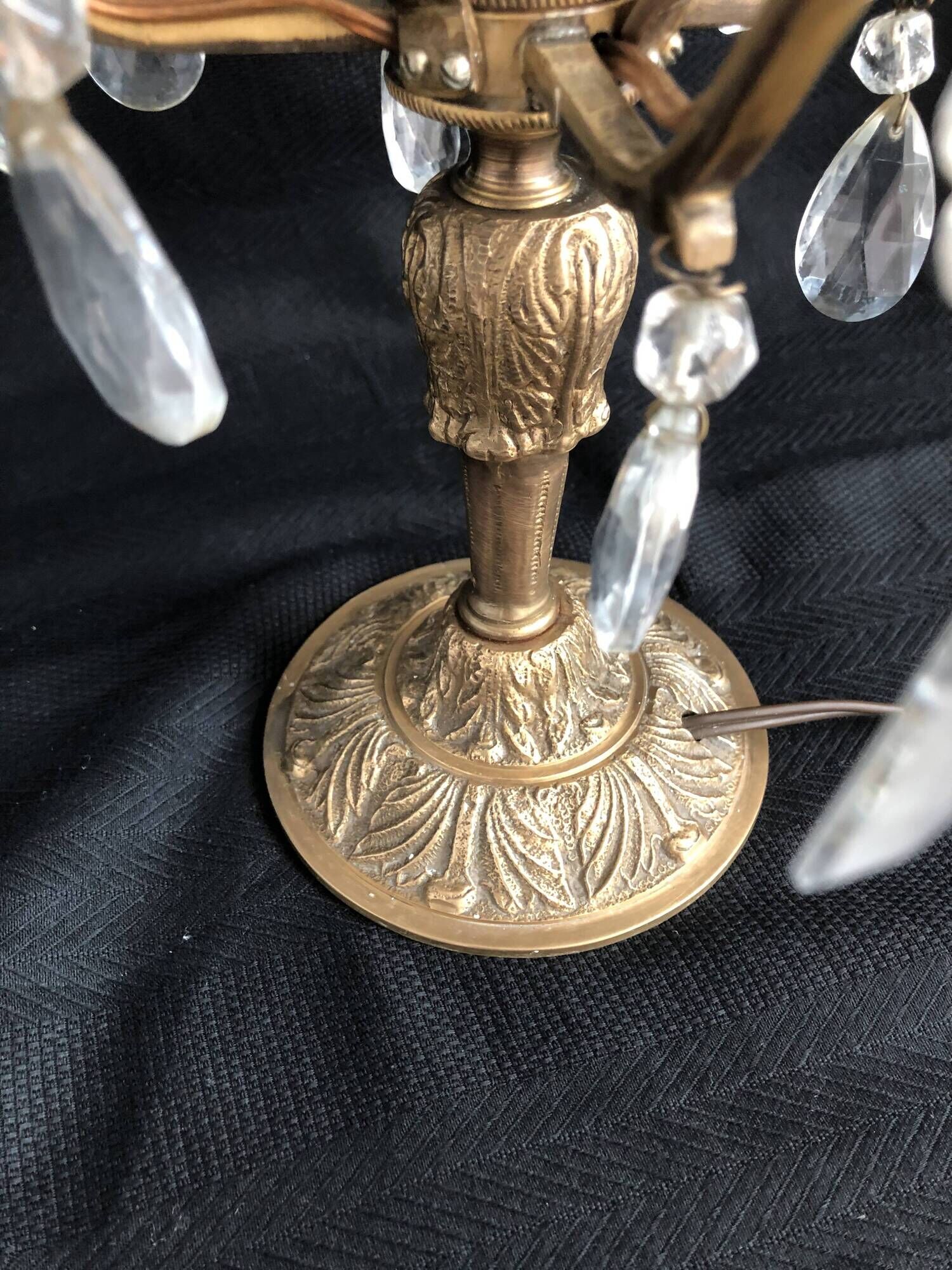 Golden brass girandole - 4 arms of lights - stamps and fleurettes in cut crystal