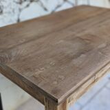Solid wood desk, black base