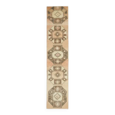 Tapis coureur vintage en laine et coton turc noué à la main orange 66x318