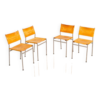 4 "SE06" cognac leather chairs by Martin Visser for Spectrum 80's