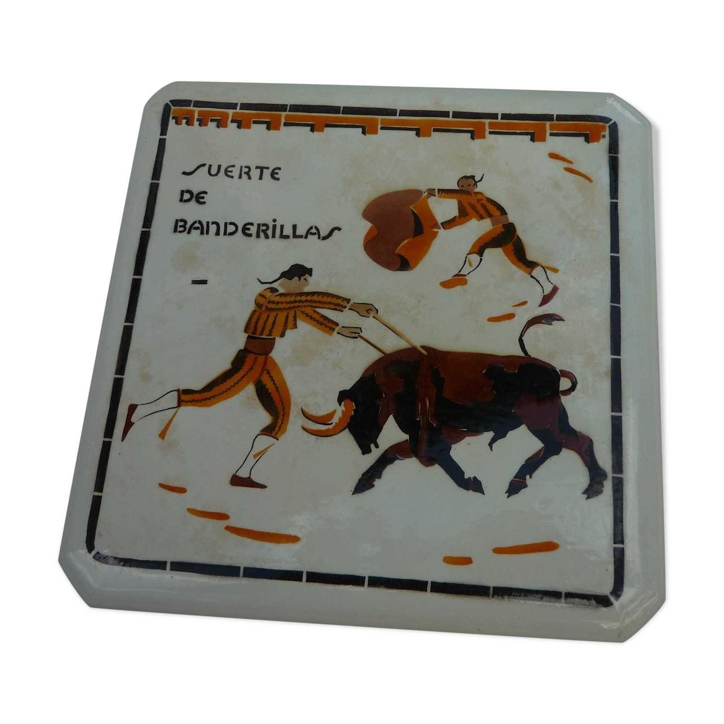 Lunéville earthenware underside, "Corrida" décor, 1930s