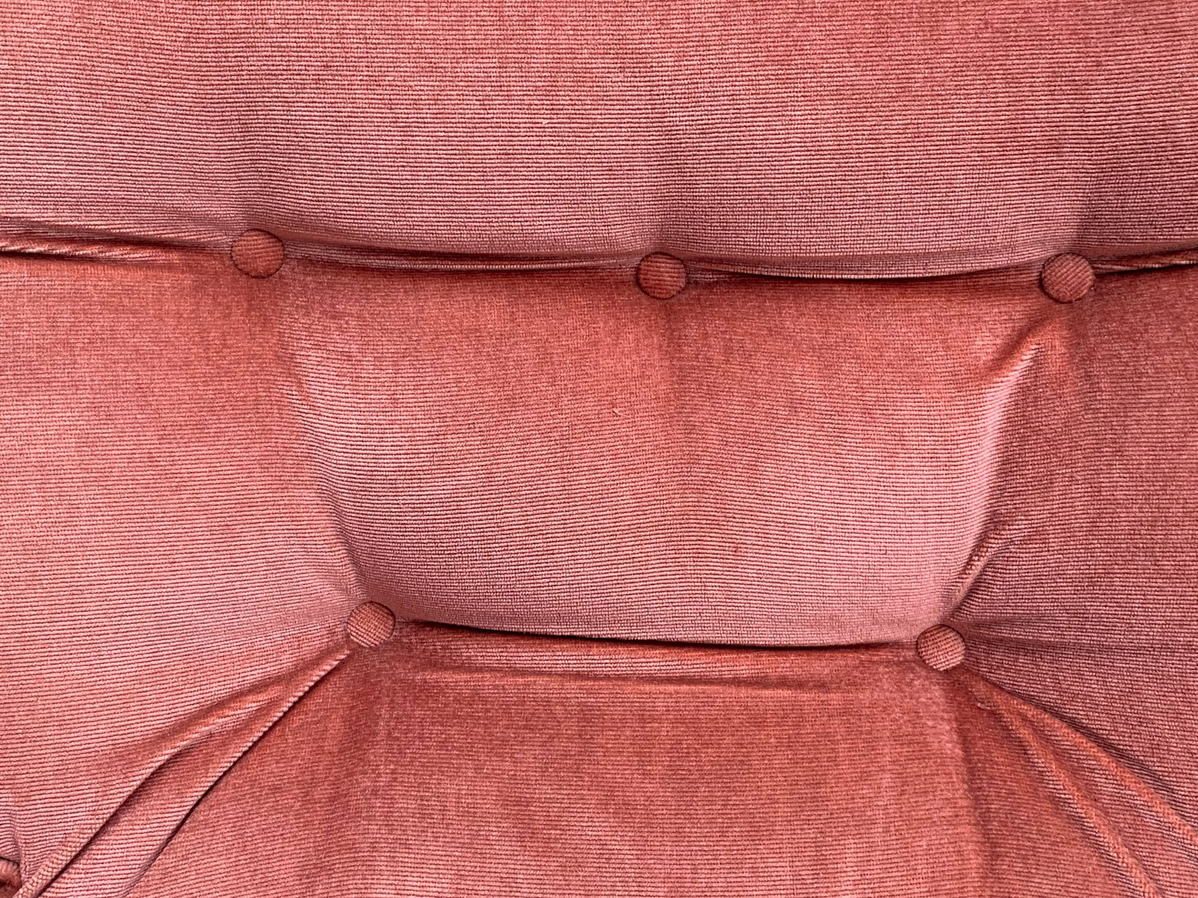 Pair of pink velvet toad armchairs, 1970s