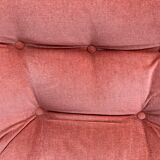 Pair of pink velvet toad armchairs, 1970s